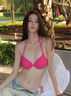 OMOM性感修身比基尼两件套女游泳衣显瘦辣妹度假泡温泉泳装 玫粉 M 实拍图