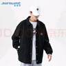 真维斯（Jeanswest）夹克男2026春夏宽松翻领落肩华夫格外套男士上衣潮黑色2XL 实拍图