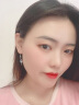 诺曼森耳环女镶钻银镀金耳坠韩版刻字耳钉长款耳饰情人节送女友生日礼物 耳环蓝锆一对 实拍图