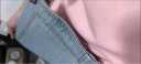 织迷（weave infatuations）夏季多巴胺穿搭一整2023新款polo领显瘦背带裤两件套 2785粉色上衣+牛仔背带裤 两件套 M 建议80-100斤 晒单实拍图