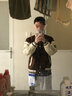 准者棒球服外套男装2025春夏新款美式复古PU皮袖休闲宽松运动夹克开衫 深卡其【常规款】 M 实拍图