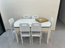 奥利克丝 亮光岩板餐桌椅组合 现代简约实木餐桌可伸缩折叠圆桌吃饭桌子 白+白框架205#木椅款-哑光雪山白 1.5米 一桌六椅【12MM加厚岩板】 实拍图