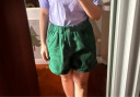 茵曼2024夏女新款时尚休闲百搭纯色花苞舒适遮胯显瘦A字短裤 墨绿色 XL 实拍图