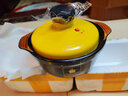 康舒（KANGSHU）耐高温砂锅大容量家用燃气炖锅煲仔饭炖煲汤煲干烧不裂陶瓷锅沙锅 黄盖(单人)此款不带防烫套 1.1L 实拍图