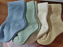 巴厘小猪（BALIPIG）宝宝中筒袜春秋季0-3月婴儿袜新生儿袜男童短袜女童弹力儿童袜子 白色蓝色卡其绿色装 4双 S 9-10cm 实拍图