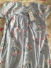 达尔丽睡裙女夏季短袖纯棉中裙蕾丝花边V领宽松印花新疆棉家居服女套装 粉蓝T8212201-012 M【建议体重90-110斤】 实拍图