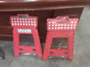 宜瑞思 塑料折叠凳子加厚便携式手提小板凳马扎浴室凳户外休闲板凳 红色（45厘米高） 实拍图