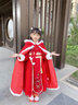 安妮优儿女童汉服冬款拜年服女宝中国风2025新款古装过年冬季儿童新年唐装 红色披风 160 实拍图