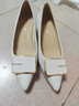 百丽（Belle）高跟鞋女细跟商场同款通勤方扣猫跟单鞋A8X1DAQ4 米白 37 (235mm) 实拍图
