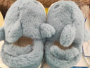 安尚芬 棉拖鞋男冬季室外萌趣小鲨鱼舒适保暖居家厚底耐磨情侣拖鞋女 蓝色 38-39 标准码 实拍图