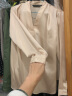 ROEYSHOUSE罗衣职业长袖缎面衬衫女秋装新款V领设计感衬04878 杏色 M 实拍图