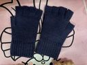 途尊手套男冬季露手指初中学生自行车骑行情侣毛线半截翻盖男生冬保暖 黑色小鹿【半指翻盖手套】 实拍图