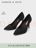 CHARLES&KEITH简约通勤尖头高跟鞋子女鞋休闲单鞋生日礼物女CK1-60280245-1 Black Textured黑色纹理 36 实拍图