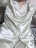 金三塔真丝睡衣女100%桑蚕丝外穿凉感养肤两件套装睡裤居家服 22姆米山岚色 M 实拍图