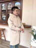 HOUQIYE风衣男秋冬季中长款大码连帽大衣加棉加厚保暖宽松韩版潮牌外套 F994卡其色常规 L（120-140斤） 实拍图