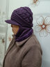 谦饰祥 帽子女中老年冬季休闲加厚毛线帽加绒保暖围巾妈妈帽连体针织帽 深紫 55-61有弹性 实拍图