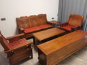 中酷 实木沙发三人位红椿木沙发中式现代实木客厅沙发仿古木质沙发 113+长方茶几+电视柜【海棠色】 实拍图