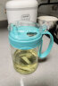 茶花大号带盖玻璃油壶防漏油罐醋壶 酱油瓶调味瓶厨房用品 450ml蓝色(中号1个) 实拍图