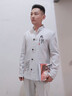 好布衣（HAOBUYI）春秋季唐装男2021新款盘扣汉服青年中国风复古休闲中山装居士禅服 TZ501米白色（外套+裤子） XL 实拍图