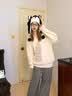 LDBE软糯v领带拼接毛衣女秋冬季小众设计感慵懒风韩系长袖针织衫上衣 杏色 M 实拍图