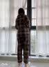 多俏美睡衣女纯棉夹棉袄秋冬款三层保暖加厚格子全棉服家居服套装冬天 TG66042|套装 M 实拍图