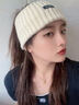 槿城杨超越同款宽边发带秋冬运动针织毛线月子束发带女保暖头巾发箍 字母发带米色 实拍图