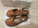天美意鞋子女鞋软底平底百搭纯色复古百搭休闲凉鞋KX008BL4 棕色 37 实拍图