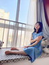 YXHK真丝连衣裙女夏品牌女装夏季2022新款短袖宽松中长款收腰显瘦裙子女 天蓝色 L 106-118斤 实拍图