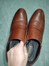 老爷车男鞋高档牛皮男士皮鞋冬季正装商务皮鞋男增高加绒软底中年爸爸鞋 GZ9608棕色【平跟单鞋款】 42 (260mm) 标准码 实拍图