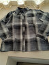 花岚娜纯棉春秋冬新款宽松显瘦格子衬衫女外搭洋气加绒衬衣春装百搭上衣 2黑白格 2XL 建议105-120斤 实拍图