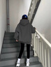 佘曼莱连帽卫衣女春秋季美式宽松慵懒风加绒上衣服女装外套学生2023新款 深灰色【加绒款】 L 实拍图