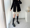 卓诗尼长筒靴女2025年新款春秋高筒靴子厚底皮靴不过膝长靴冬加绒骑士靴 黑色-单里 37 实拍图