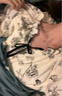 云朵棉系带睡袍女夏季甜美短袖睡裙纯棉和服长款带胸垫睡衣家居服 Y-382云朵棉睡裙 2XL （130-150斤） 实拍图