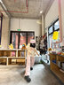 BASIC HOUSE/百家好运动休闲阔腿裤女2024夏季新款轻薄显高束脚伞兵工装裤女 豆绿 M 实拍图