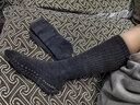 新款秋冬中长筒瑜伽袜长款普拉提袜子全包女士毛圈加绒厚胶印亮片保暖防滑 深灰色+防滑+厚胶印亮片 实拍图