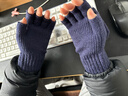 途尊手套男冬季露手指初中学生自行车骑行情侣毛线半截翻盖男生冬保暖 藏青小鹿【半指翻盖手套】 实拍图