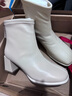 大东粗跟短靴2025年冬季新款时尚潮流舒适简约经典款通勤OL女靴0113AE 米色绒里 34 实拍图