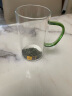 禾器·炫彩绿茶杯花茶杯水杯茶具 带把手高硼硅耐热加厚透明玻璃杯泡茶杯 晶彩清简杯（湖绿色） 实拍图