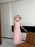 VEGA CHANG粉色连衣裙女2025年夏季新款海边度假显瘦气质减龄拼接背心长裙子 蜜桃粉 L 实拍图