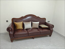 思美琢美式沙发复古实木真皮沙发头层牛皮广东佛山简美田园风格客厅家具 单人位 实拍图