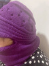 谦饰祥 帽子女中老年冬季休闲加厚毛线帽加绒保暖围巾妈妈帽连体针织帽 深紫 55-61有弹性 实拍图