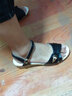 三象鲨凉鞋女夏百搭妈妈鞋平底软底轻便舒适防滑中跟中老年凉鞋坡跟 黑色 标准三 36 实拍图