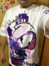Genanx太空棉夏季T恤男嘻哈情侣装宽松字母印花动漫五分袖潮流短袖 白色 M 实拍图