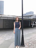马迪安 2022夏季新款阔腿裤女高腰垂感冰丝长裤醋酸宽松铜氨丝休闲裤直筒裤女裤子 灰绿色【常规】 M【85-105斤】 实拍图