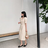 FANSILANEN夏季正式场合法式职业连衣裙女夏新款气质收腰面试裙子通勤连衣裙 米色 M 实拍图