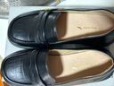 红蜻蜓乐福鞋女春秋季英伦风方头软底单鞋女方跟皮鞋女WLB14137 黑色 36 实拍图