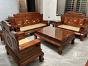 檀永林 红木家具非洲花梨（学名：刺猬紫檀）实木沙发中式沙发全套别墅客厅家具 123(1三1双1单茶几+2边) 实拍图