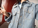 凡伊蔚牛仔外套女秋季2025新款女装秋装百搭高级感小个子洋气休闲薄外套 浅色毛边领破洞牛仔外套 L 【建议111-135斤oversize风格】 实拍图
