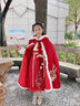 安妮优儿女童汉服冬款拜年服女宝中国风2026新款古装过年冬季儿童新年唐装 红色披风 150 实拍图