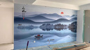 梵帝欧电视背景墙壁画现代装饰新中式山水画沙发壁纸墙布墙纸影视墙壁布 旭日东升E 5D立体无缝丝绸布/平方米 实拍图